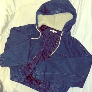 PacSun Denim Hooded Bomber Jacket